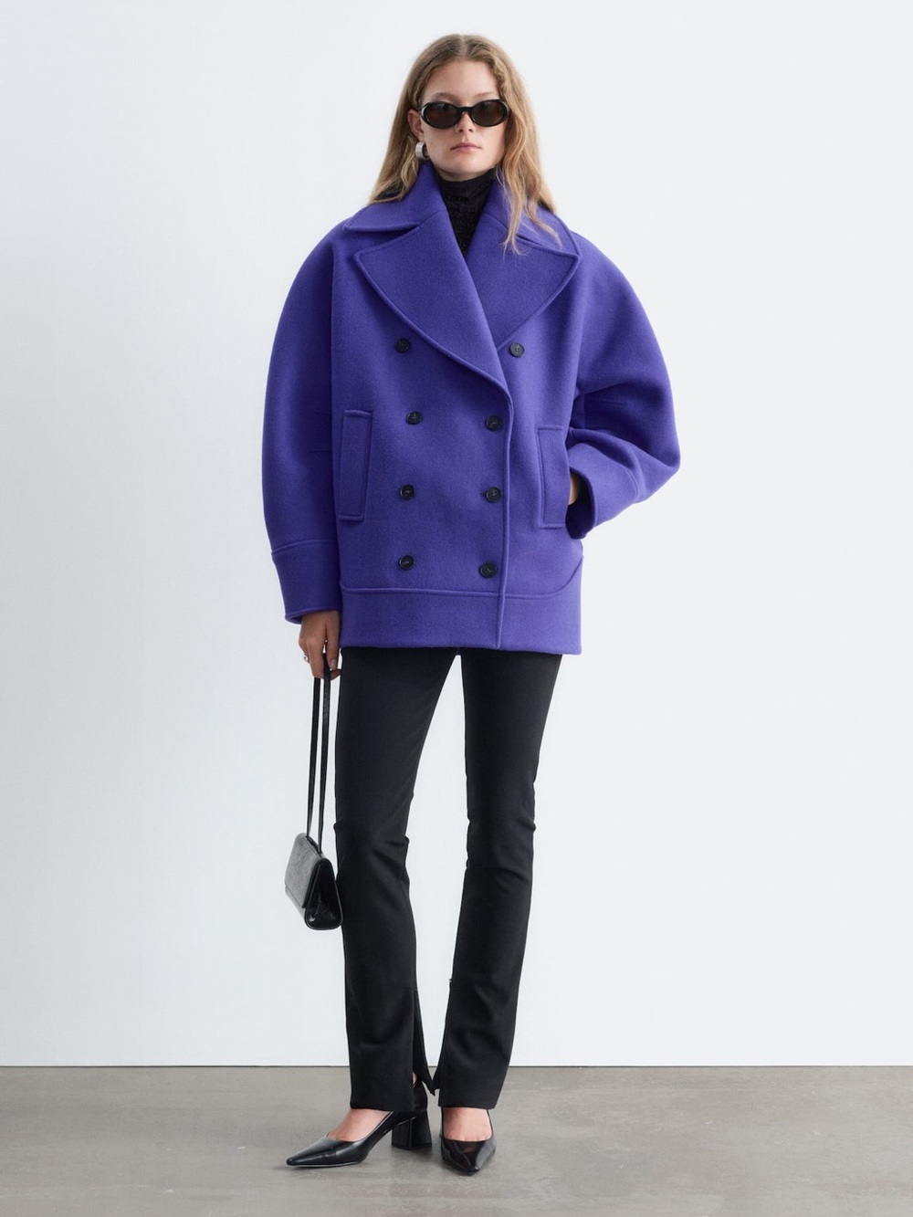& Other Stories Wide-Collar Peacoat in lilac size M NWT